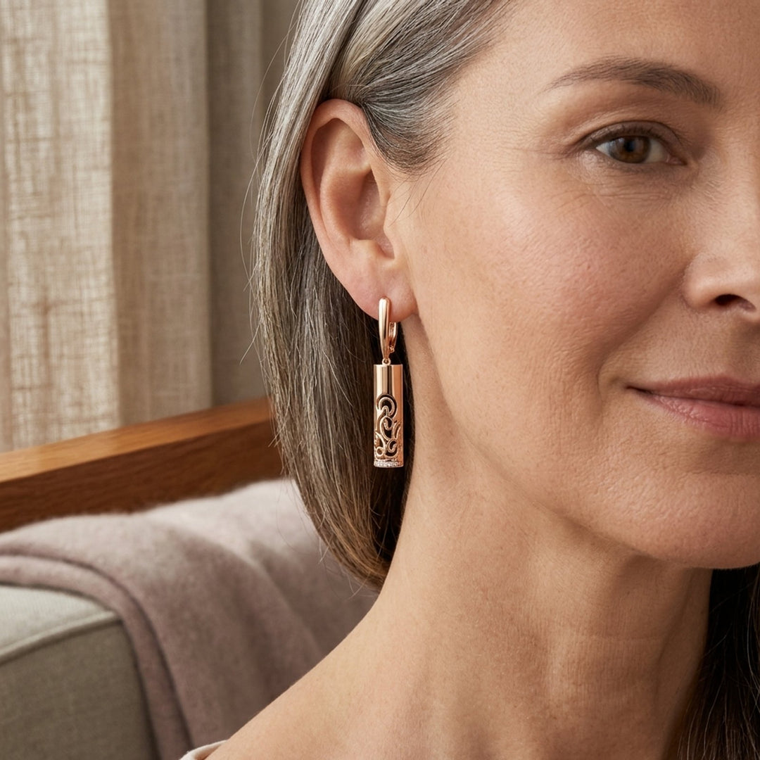 Gold-Plated Filigree Drop Earrings