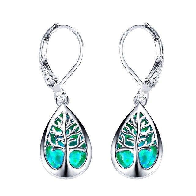 Sterling Silver Tree of Life Leverback Earrings