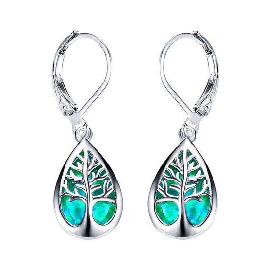 Sterling Silver Tree of Life Leverback Earrings