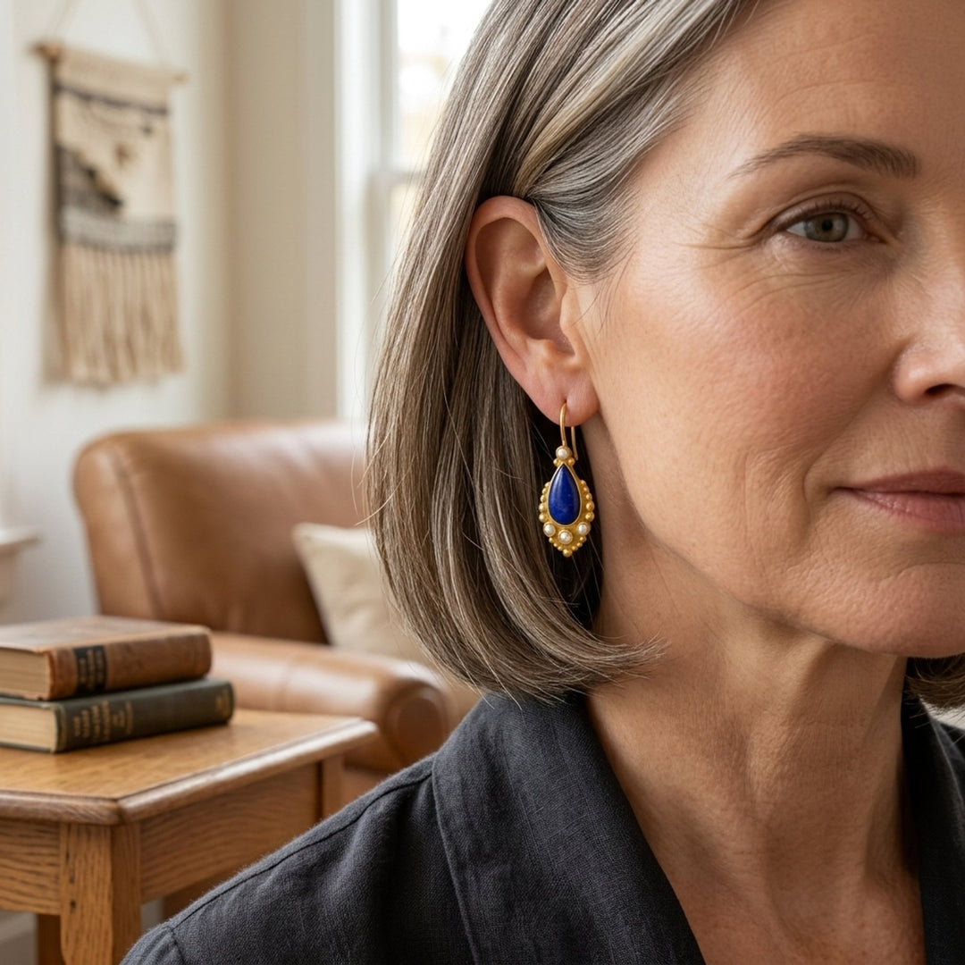 Gold-Plated Pearl Teardrop Leverback Earrings