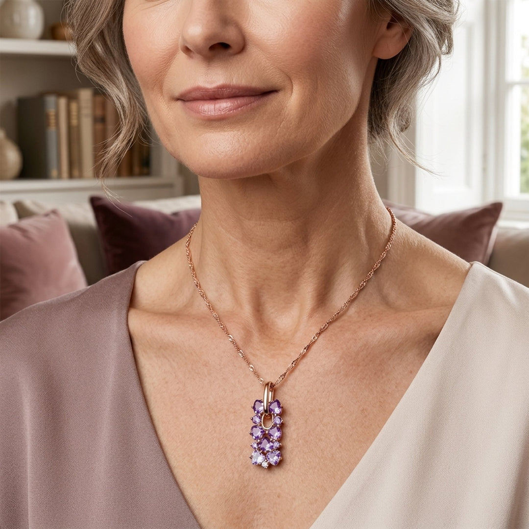 Gold Amethyst Cluster Pendant Necklace