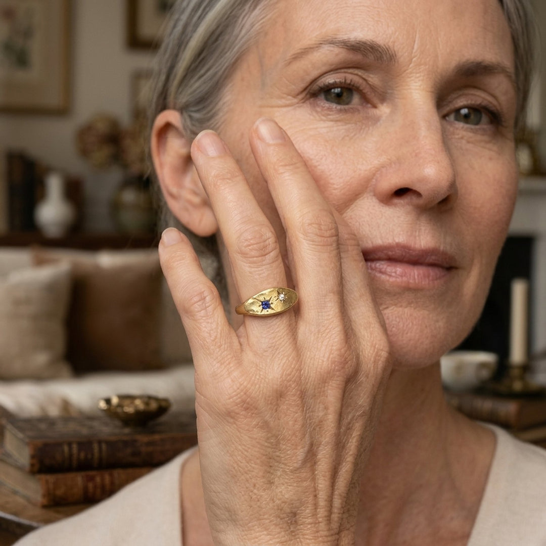 Gold-Plated Star Signet Ring