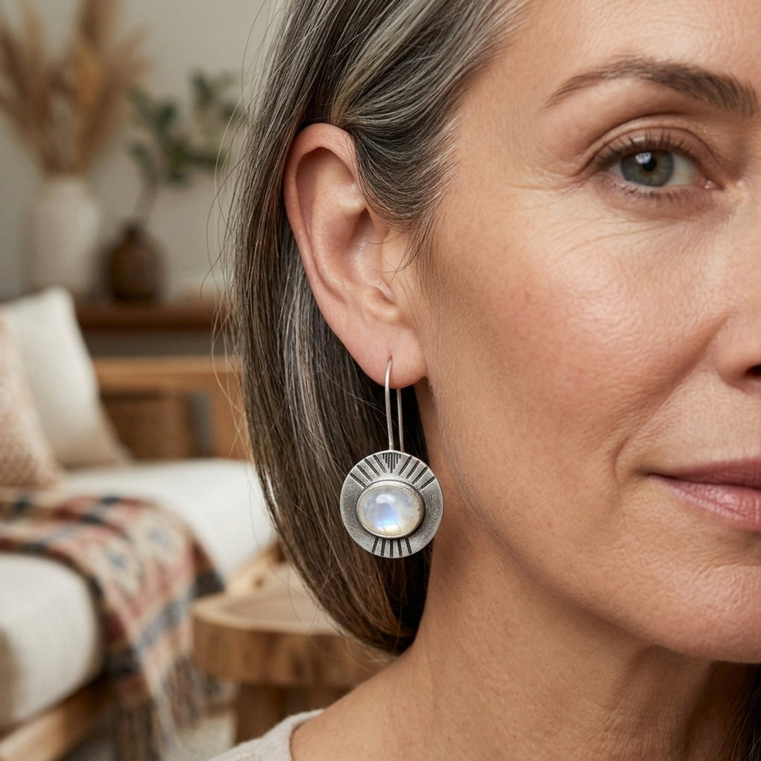 Sterling Silver Moonstone Drop Earrings