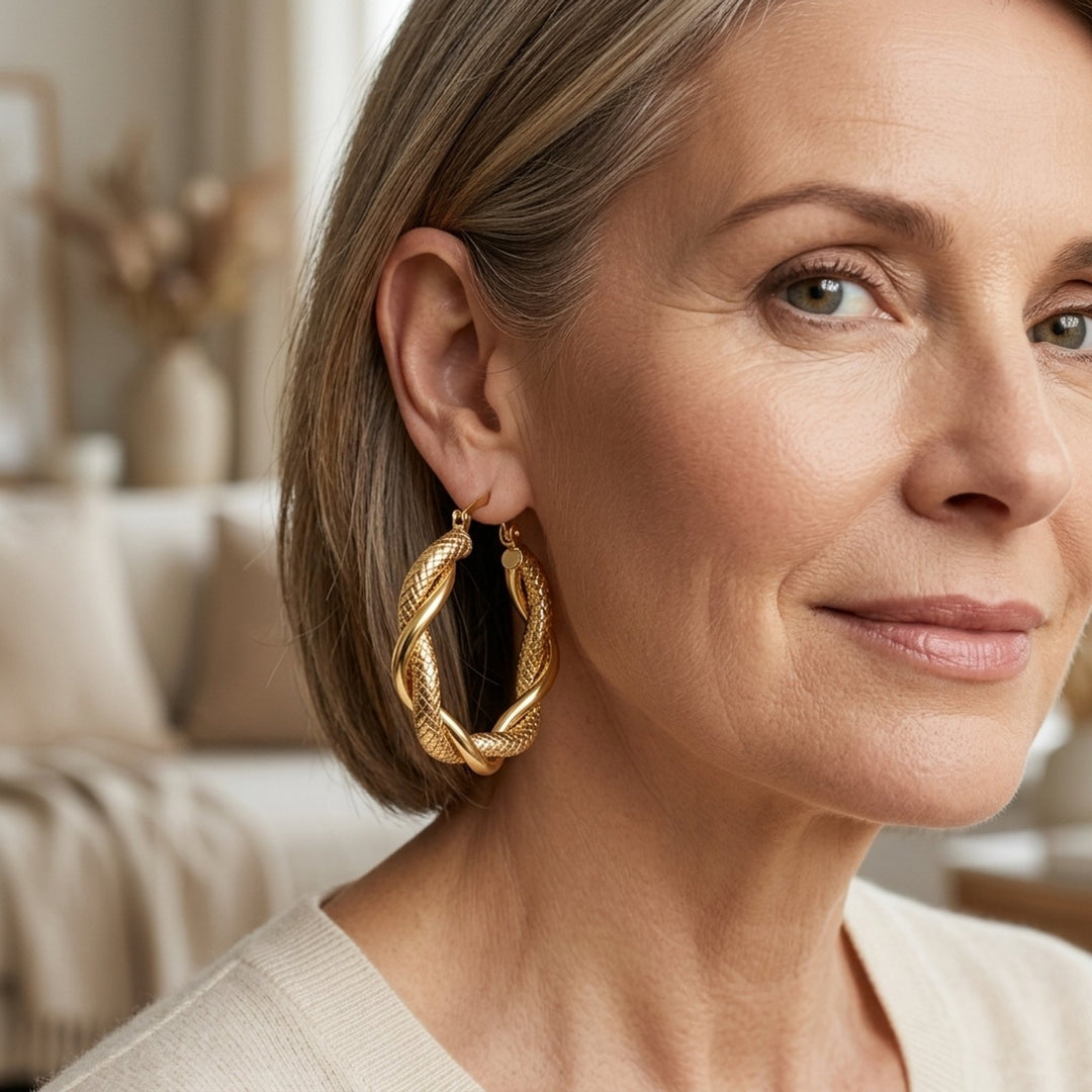 Twisted Rope Design Hoop Earrings