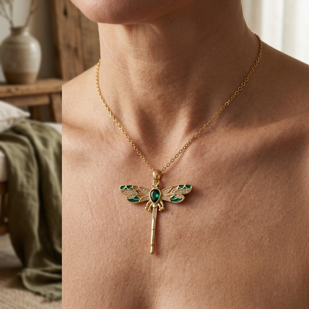 Embellished Dragonfly Pendant Necklace