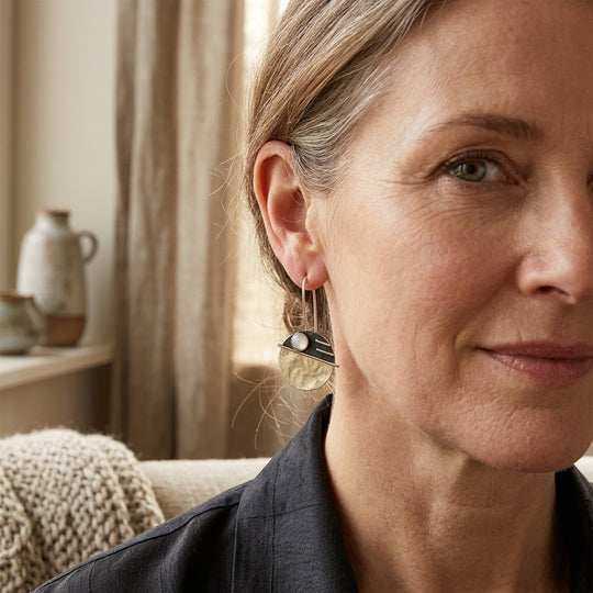 Geometric Sterling Silver Hoop Earrings