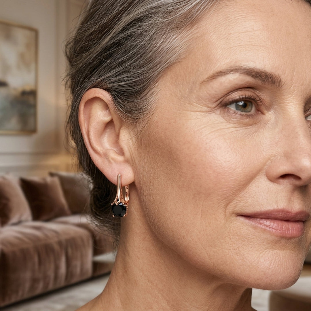 Gold Prong-Set Drop Earrings