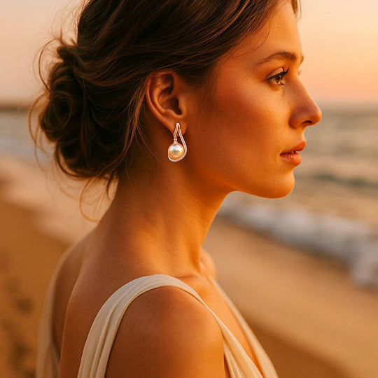 Diamond-Encrusted Pearl Drop Earrings