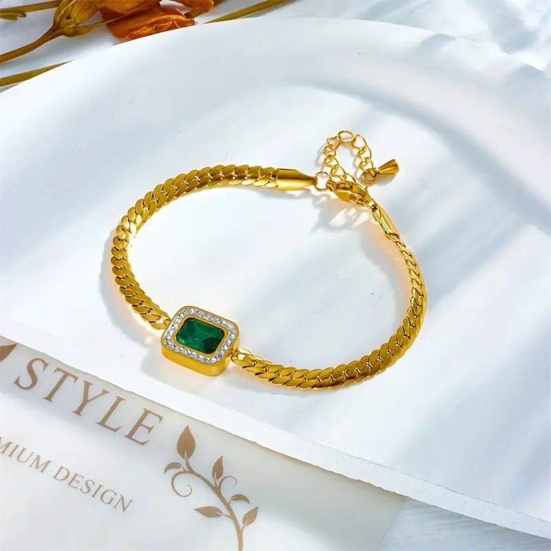 Cuban Chain Emerald Bracelet