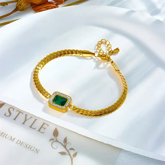 Cuban Chain Emerald Bracelet