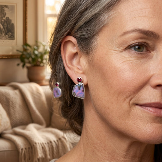 Boulder Opal Sterling Silver Stud Earrings