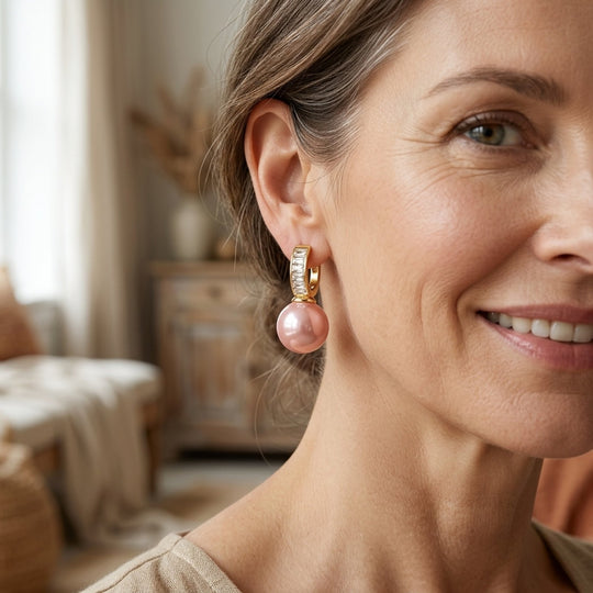 Pearl Drop Hoop Earrings