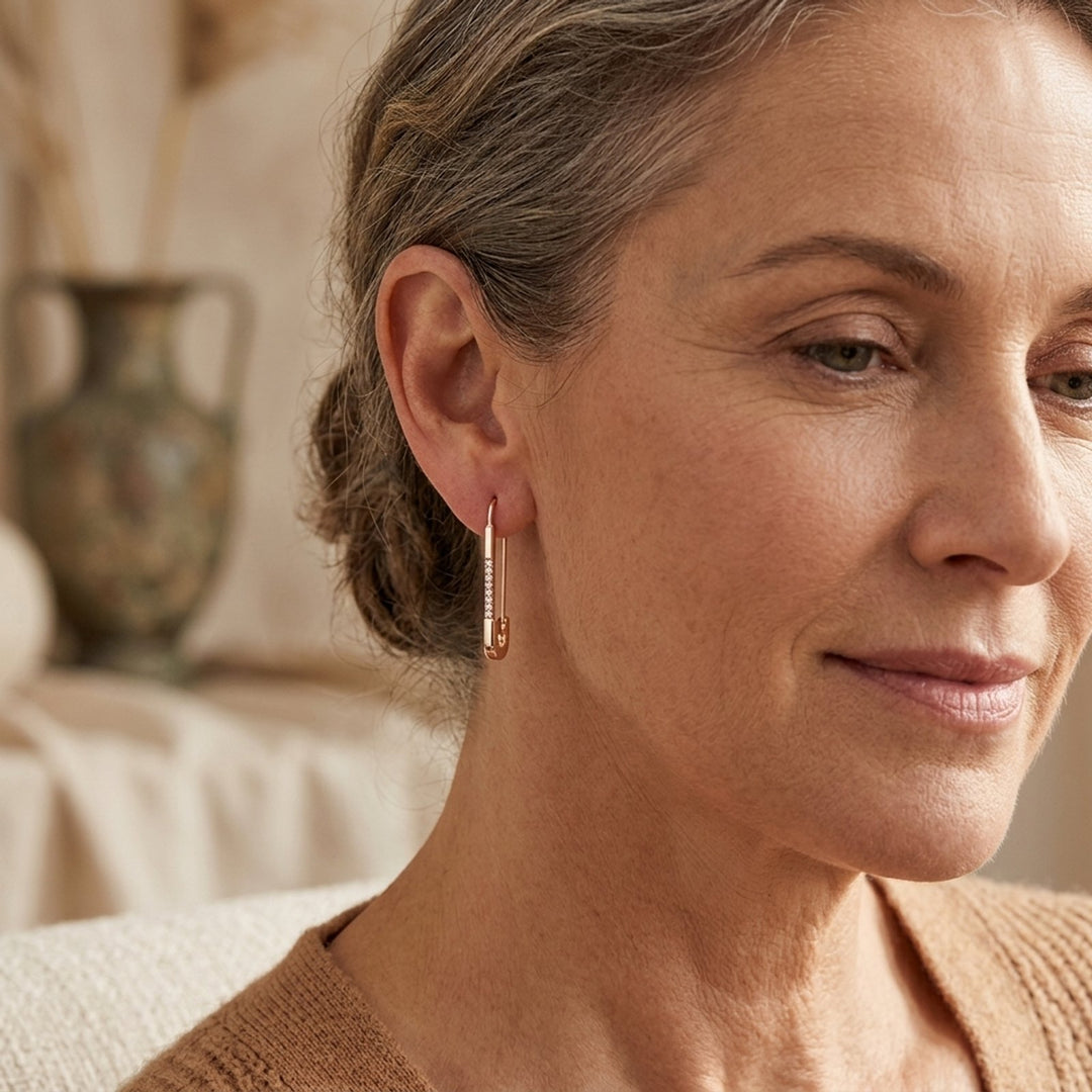 Diamond-Accented Hinged Hoop Earrings