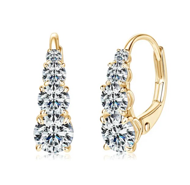 Lever-Back Four-Stone Sterling Silver Earrings