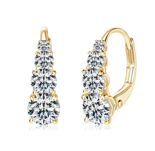Lever-Back Four-Stone Sterling Silver Earrings