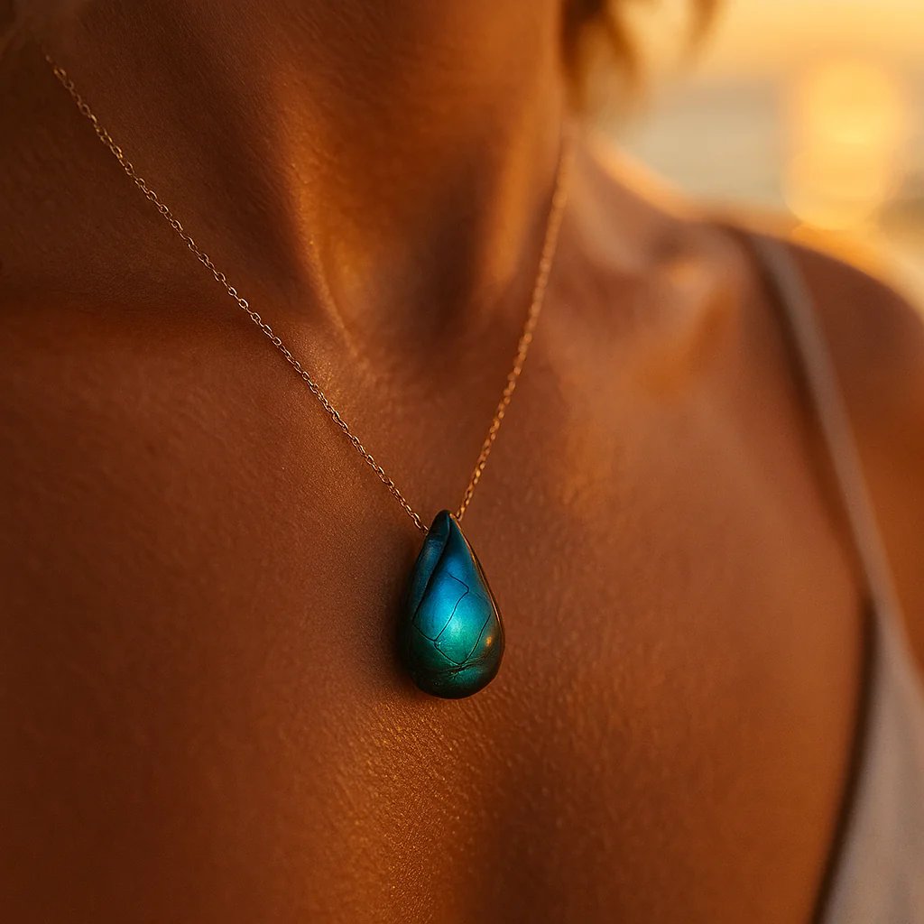 Teardrop Labradorite Chain Necklace