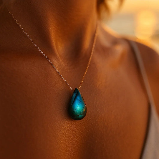 Teardrop Labradorite Chain Necklace