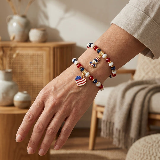 Gold-Plated Patriotic Charm Bracelet