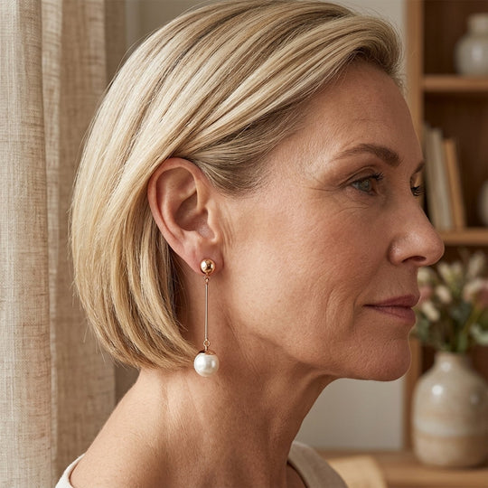 Gold-Plated Pearl Drop Dangle Earrings