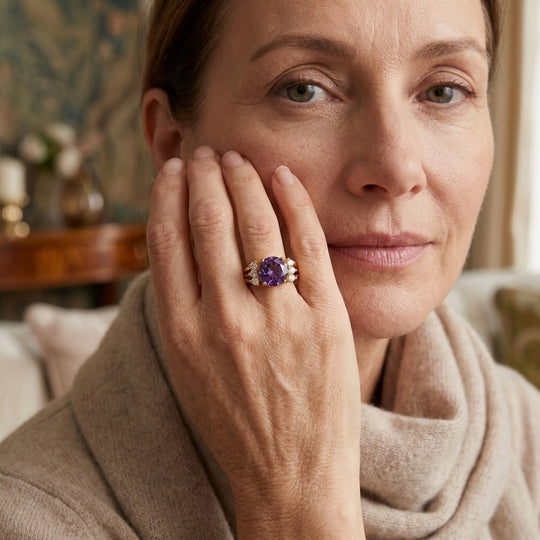 Cushion Cut Amethyst Split Shank Ring