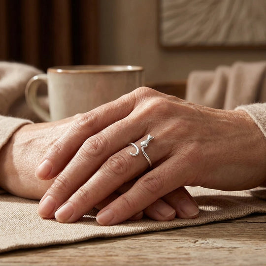 Adjustable Sterling Silver Cat Silhouette Ring