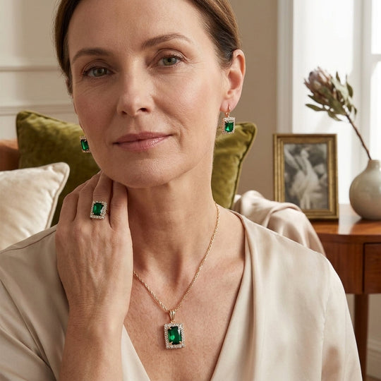 Gold-Plated Rectangular Jewelry Set