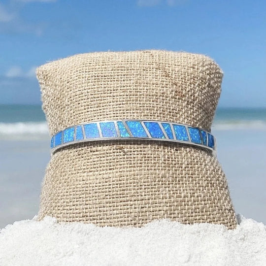 Inlaid Opal Sterling Silver Cuff Bracelet