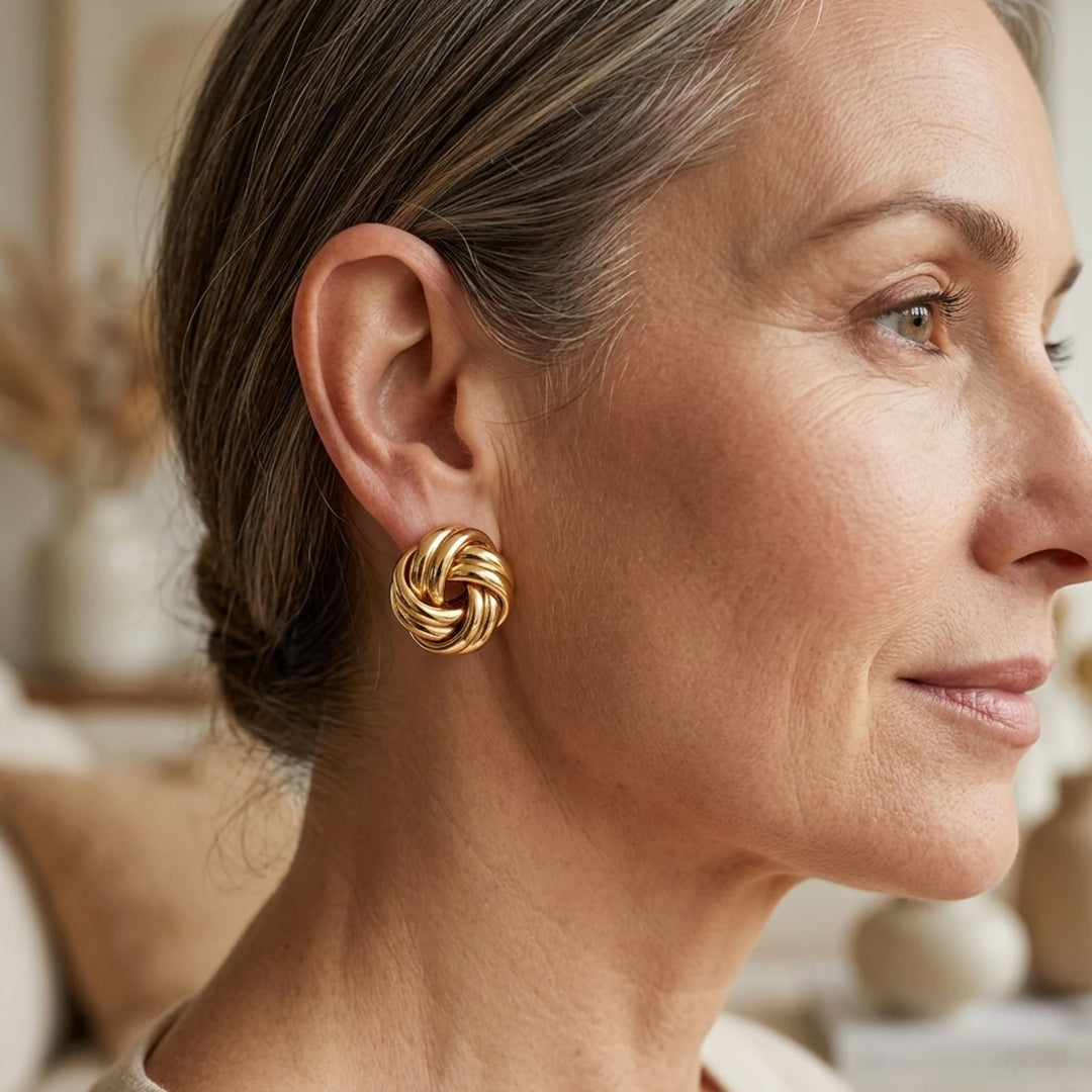 Polished Twisted Knot Stud Earrings