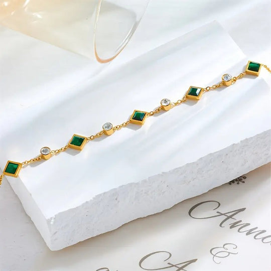 Gold-Plated Square Station Bracelet