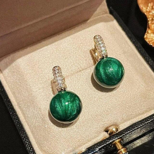Pavé Drop Ball Earrings
