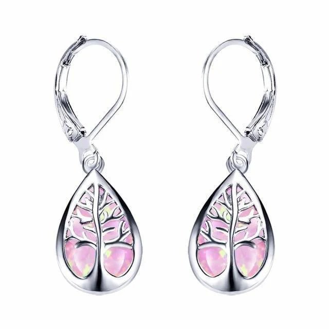 Sterling Silver Tree of Life Leverback Earrings