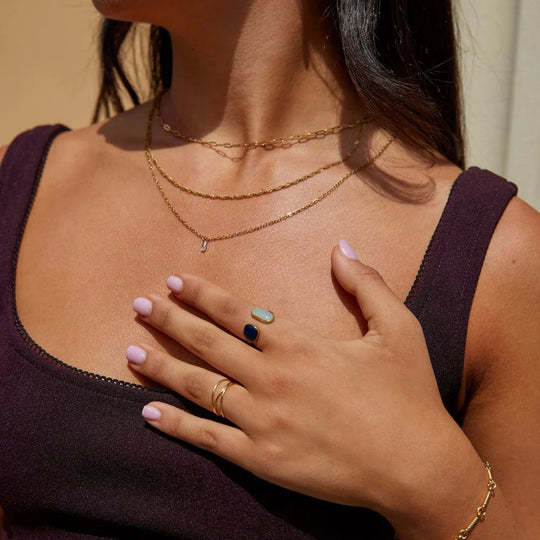 Dual Stone Gold-Plated Open Ring