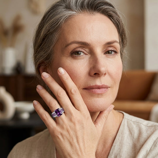 Sterling Silver Prong-Set Amethyst Ring