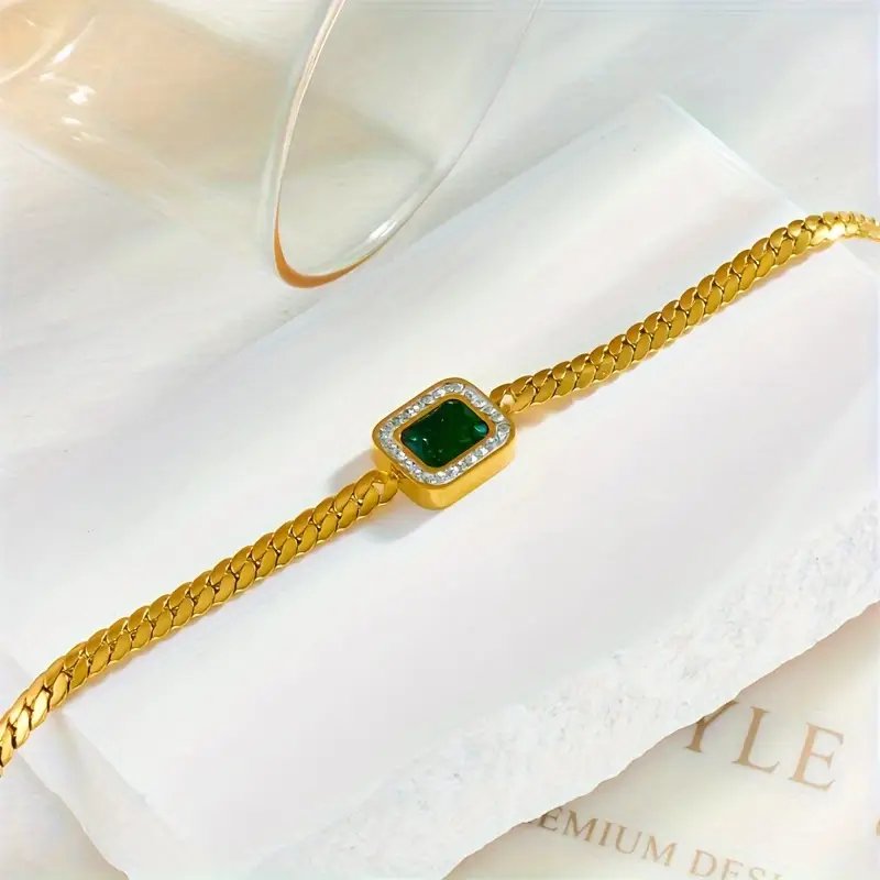 Cuban Chain Emerald Bracelet