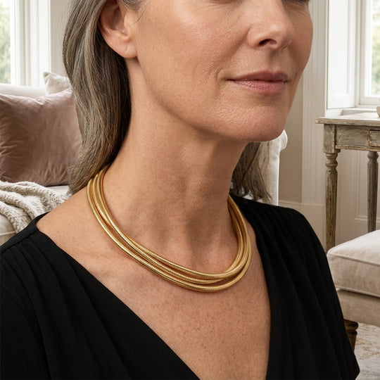 Layered Snake Chain Statement Necklace