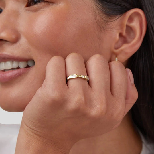 Gold Plated Inlay Band Ring