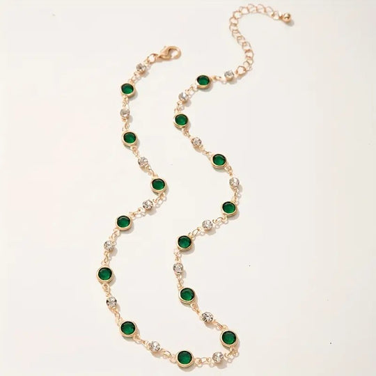 Gold-Plated Bezel-Set Station Necklace
