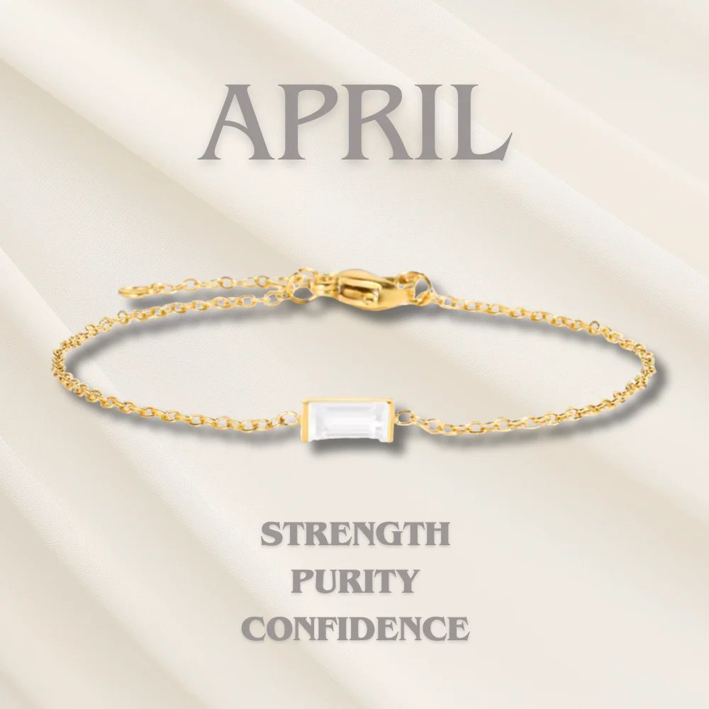 Gold Chain Rectangular Gemstone Bracelet