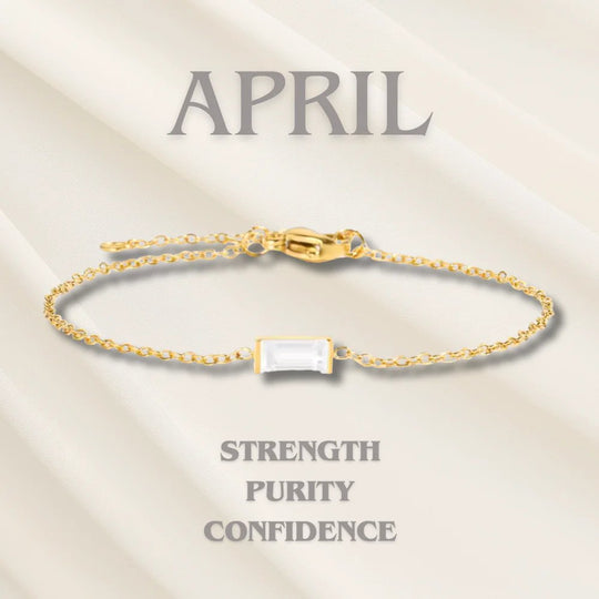 Gold Chain Rectangular Gemstone Bracelet