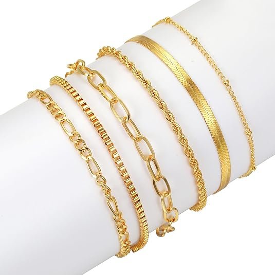 Layered Chain Link Stacking Bracelet Set