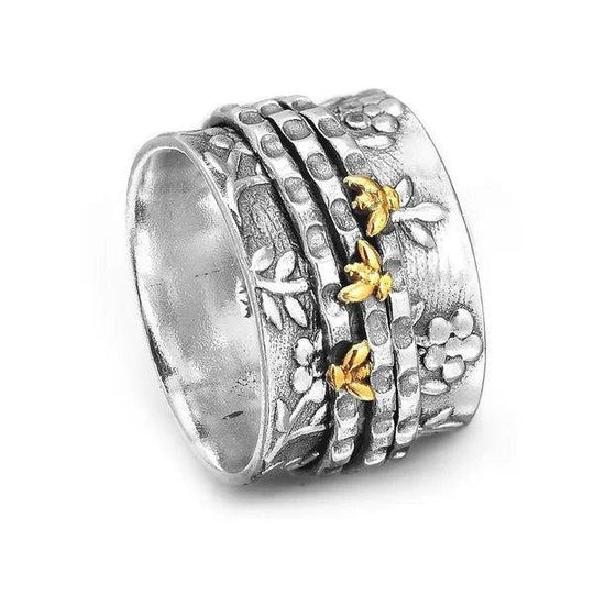 Floral Embossed Sterling Silver Ring