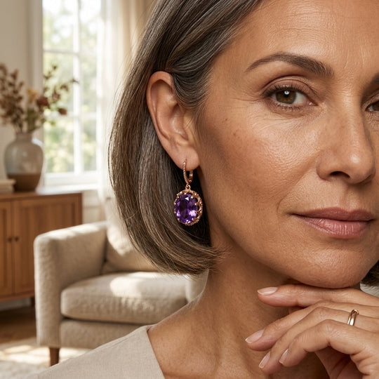 Crown-Set Amethyst Stud Earrings