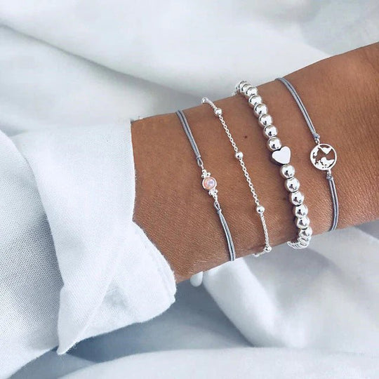Multi-Chain Stone Beaded Bracelet Set