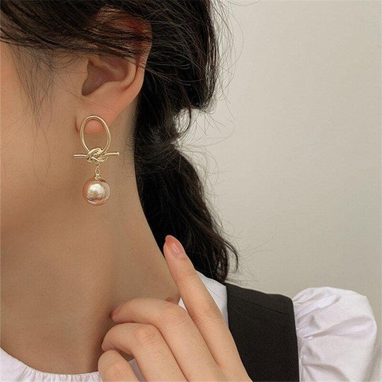 Toggle Clasp Pearl Drop Earrings