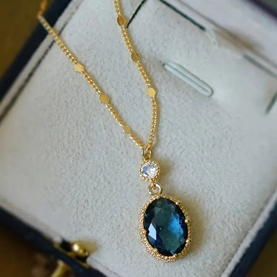 Gold-Plated Oval Pendant Necklace