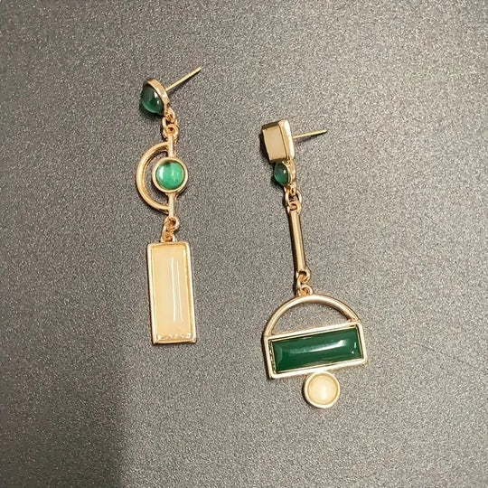 Gold-Plated Geometric Chain Drop Earrings