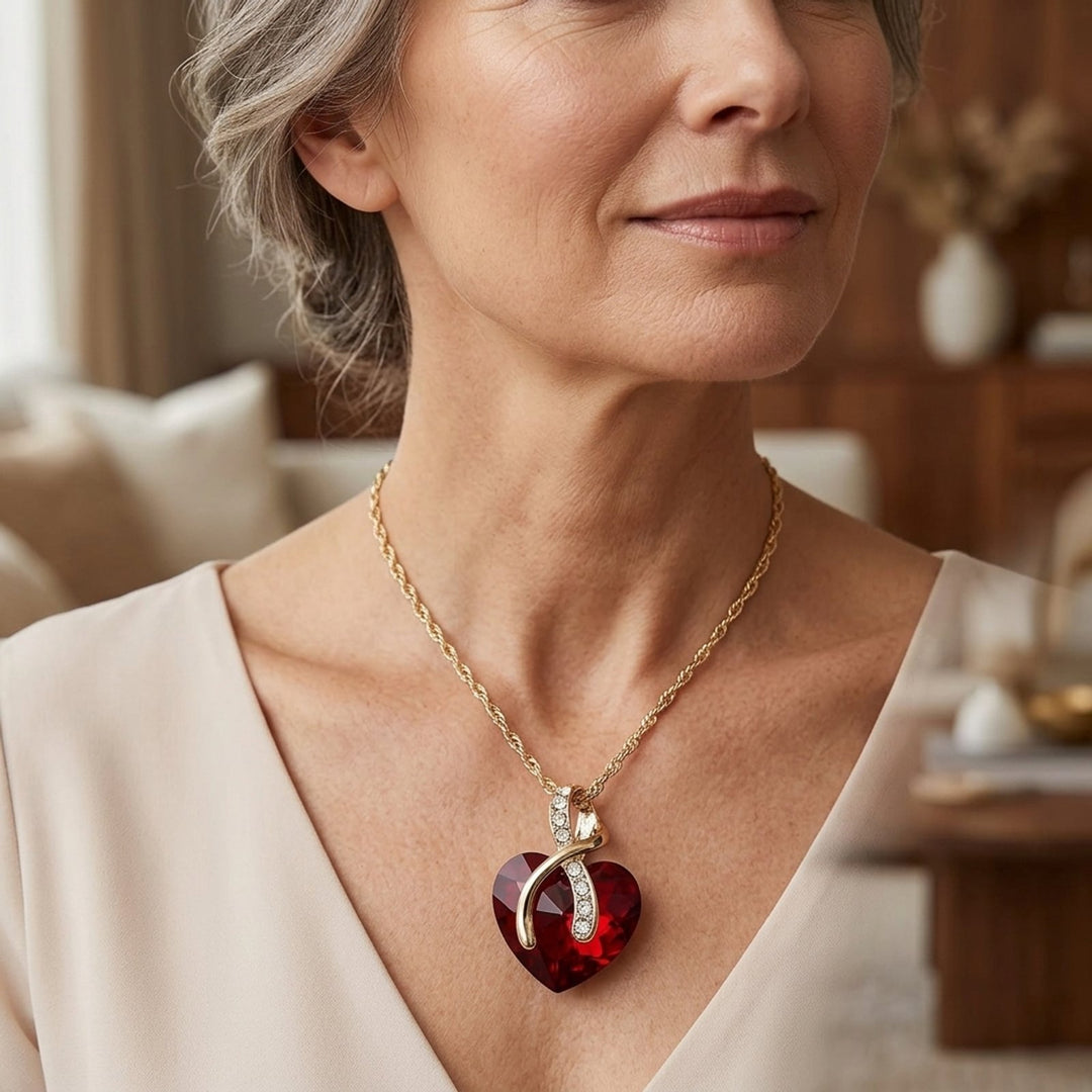 Gold-Plated Heart Necklace Earring Set