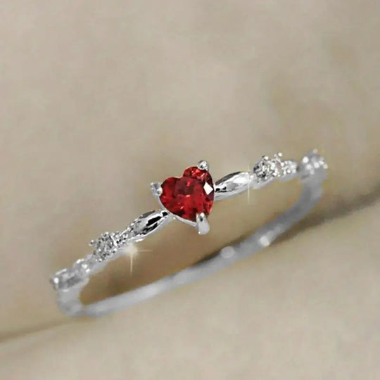 Prong-Set Heart Stone Gold-Plated Ring