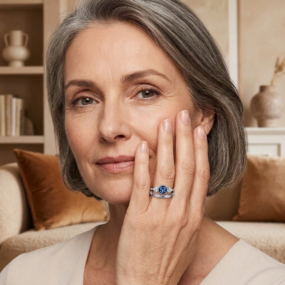 Sterling Silver Sapphire Halo Ring