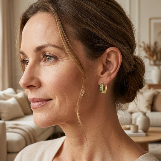 Pavé Stone Huggie Hoop Earrings